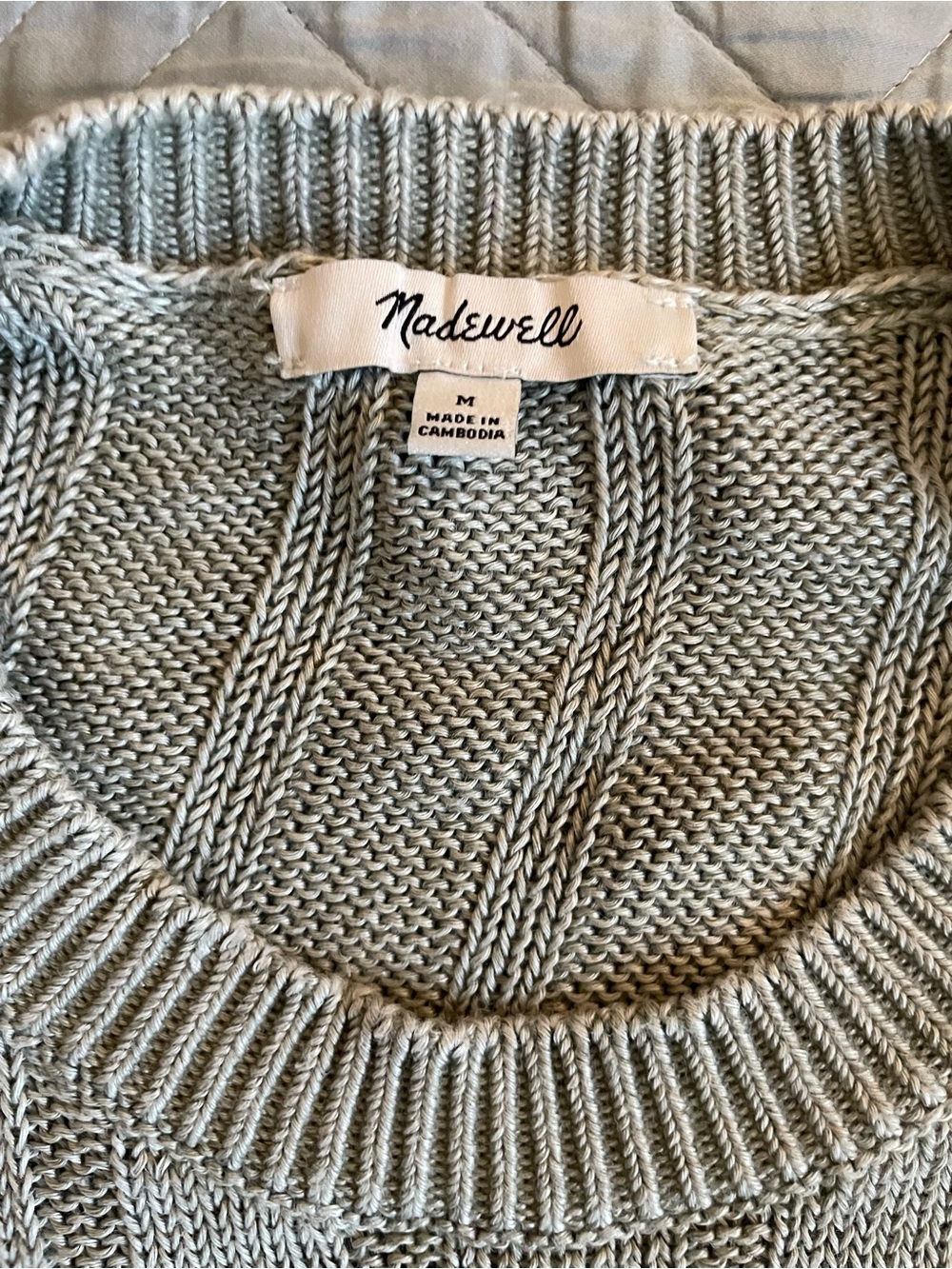 Madewell Crewneck Sweater in DuneRib Linen in Light Sage Size M $138 0A063 - Picture 9 of 10